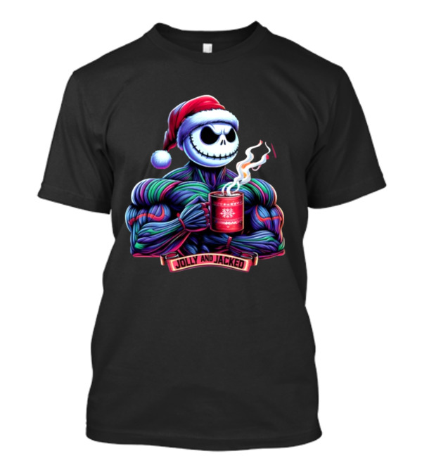 Jolly And Jacked Beyond Average Training Apparel Santa Skeleton Muscle Mug T-Shirt