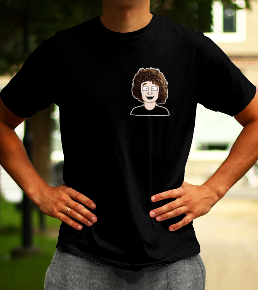 Nelson Neumann Cartoon Character With Curly Hair T-Shirt