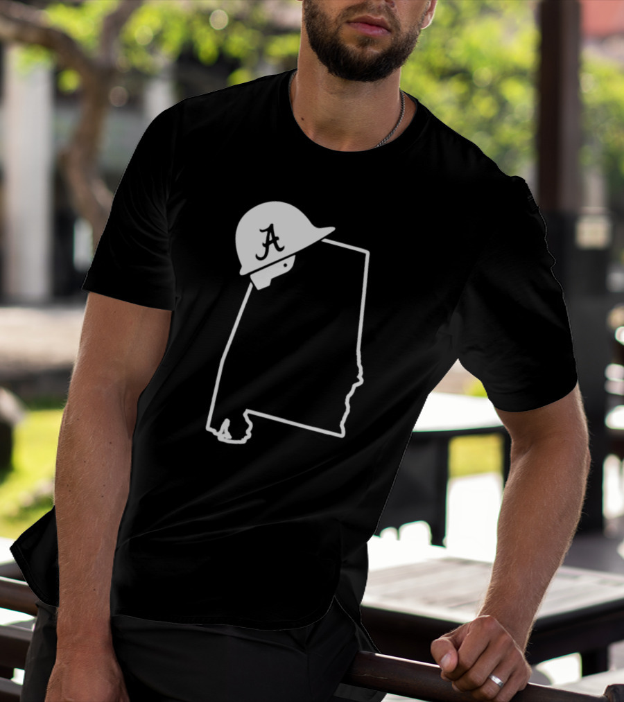 Alabama State Outline With Safety Helmet Featuring A T-Shirt