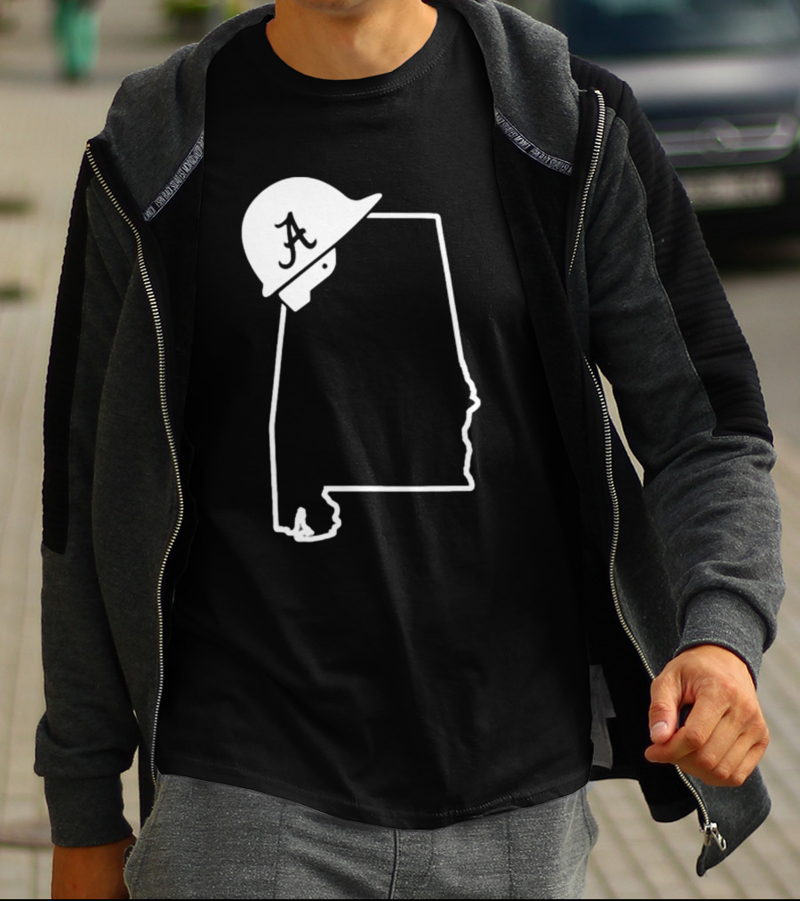 Alabama State Outline With Safety Helmet Featuring A T-Shirt