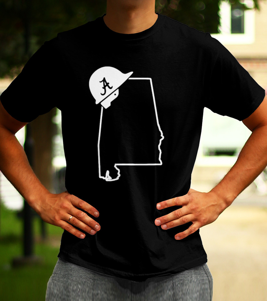 Alabama State Outline With Safety Helmet Featuring A T-Shirt