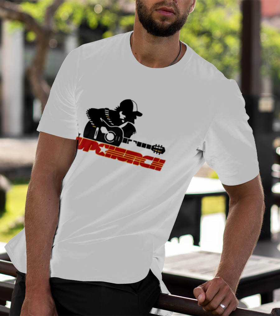 Upchurch Yellow Black Red Silhouette Guitar Player T-Shirt