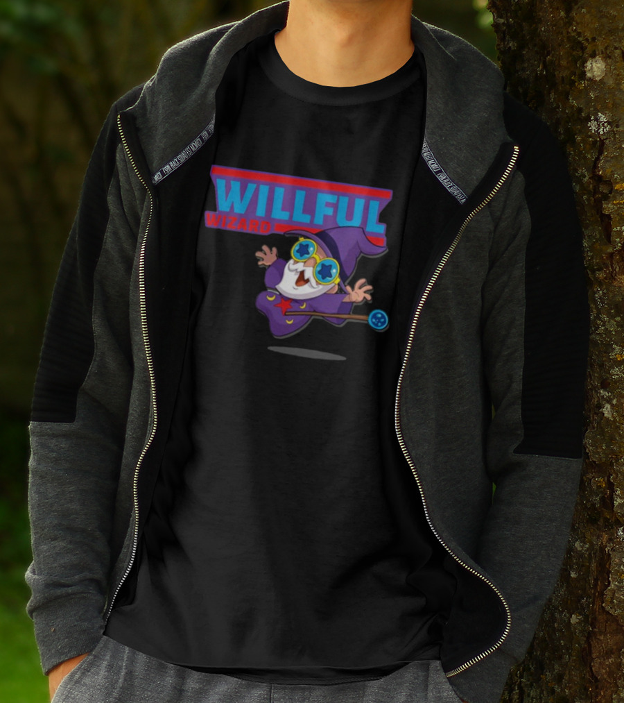 Veefriends Willful Wizard Character Starry Eyed Purple Cloak Wand T-Shirt