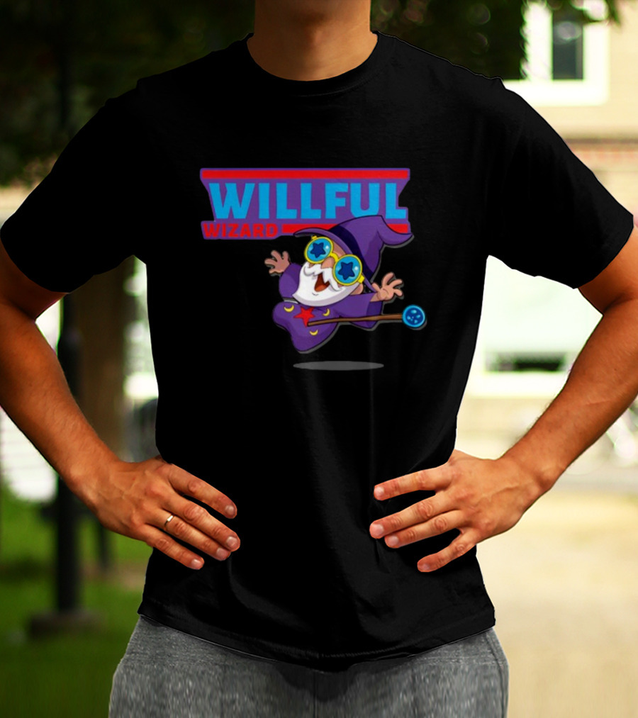 Veefriends Willful Wizard Character Starry Eyed Purple Cloak Wand T-Shirt