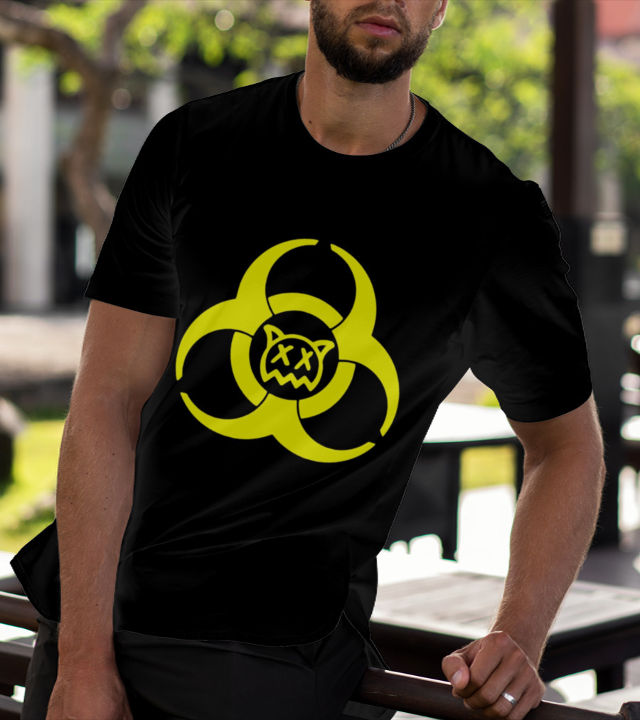 Ren Biohazard Symbol With X-Eyed Cat Face T-Shirt