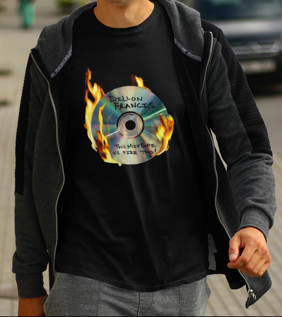 IDGAFOS Dillon Francis This Mixtape Is Fire Too CD Flames T-Shirt