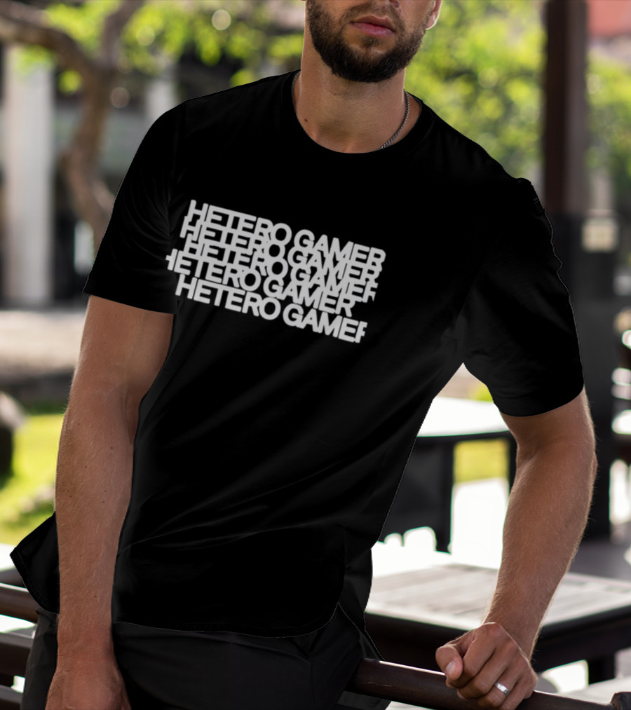 Karl Max Hetero Gamer Stack Text T-Shirt