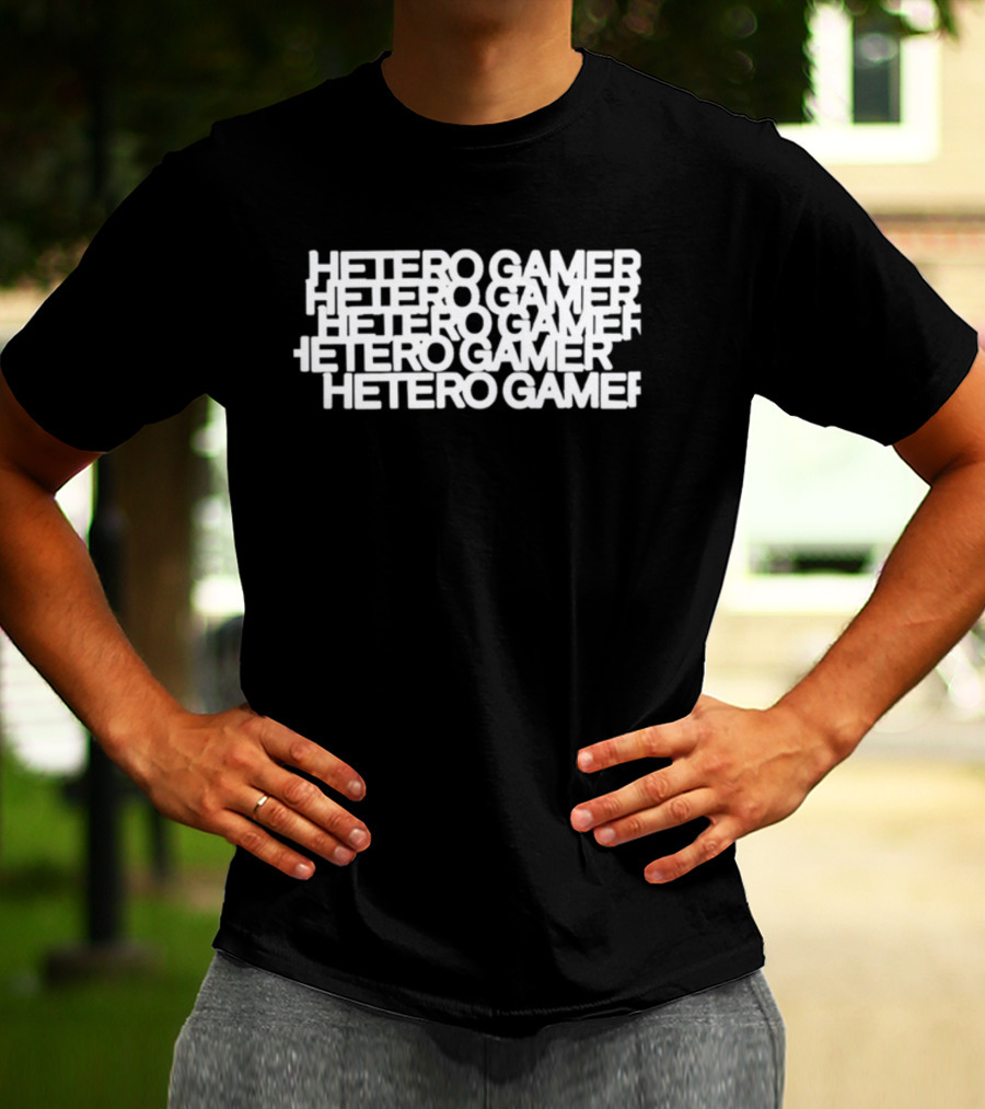 Karl Max Hetero Gamer Stack Text T-Shirt