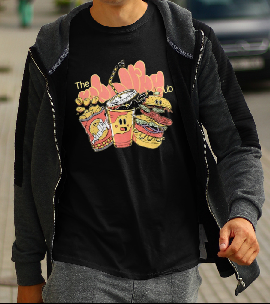The Unhealthy Club Fast Food Cartoon Characters T-Shirt