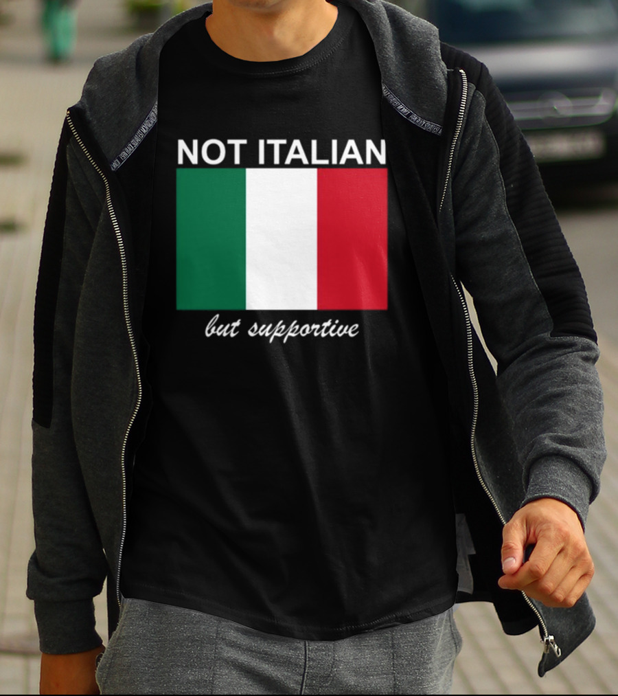 Big Cat Not Italian But Supportive Italian Flag T-Shirt