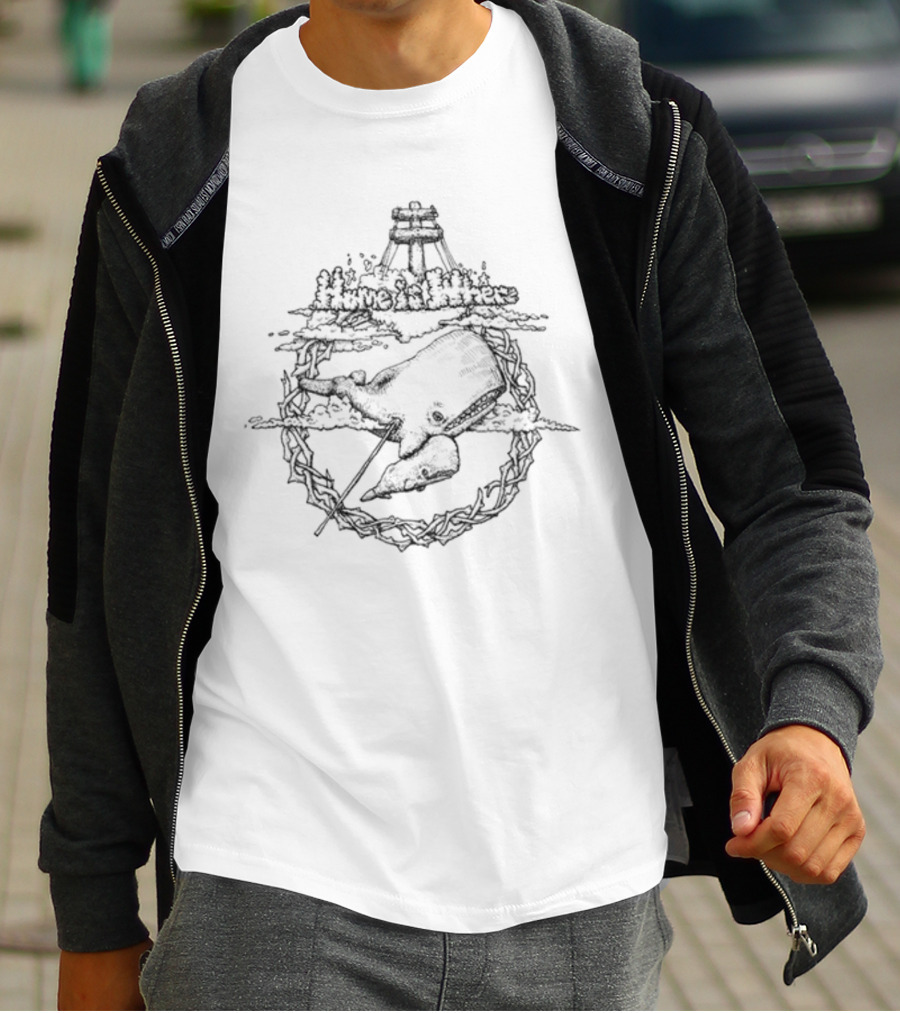 Home Is Where Whale In Lighthouse Clouds And Rope Circle T-Shirt