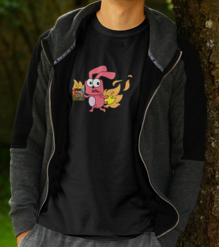 Idgafos Bunny With Flaming Tail Holding Book By Dillon Francis T-Shirt
