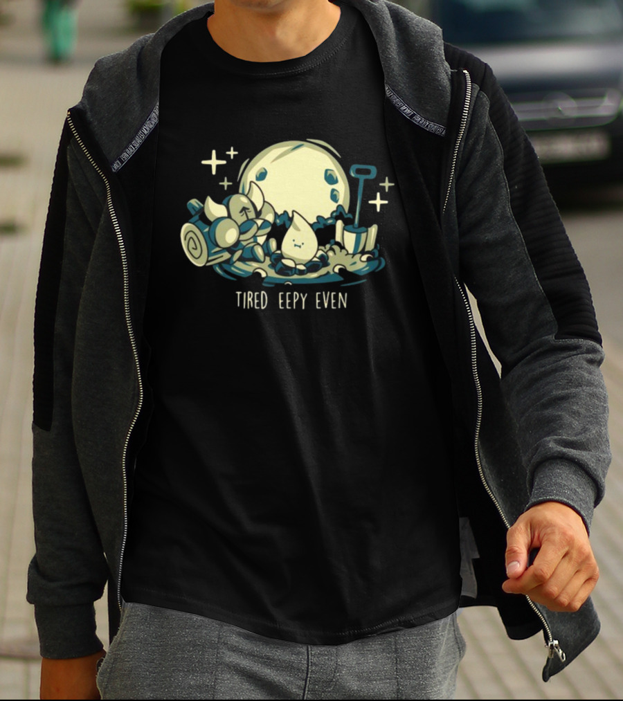 Tired Eepy Even Sleepy Characters Under Moonlit Sky T-Shirt