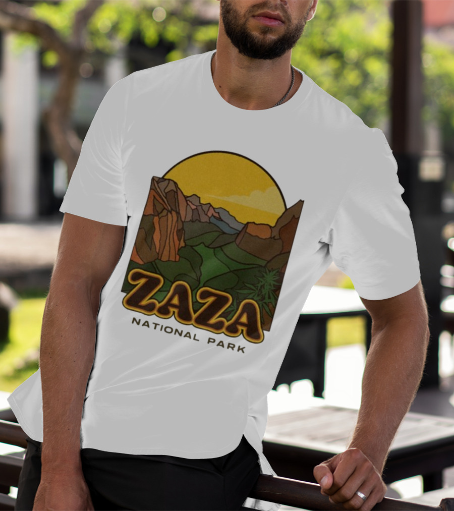 Zaza National Park Vintage Landscape With Mountains And Yellow Sunset T-Shirt