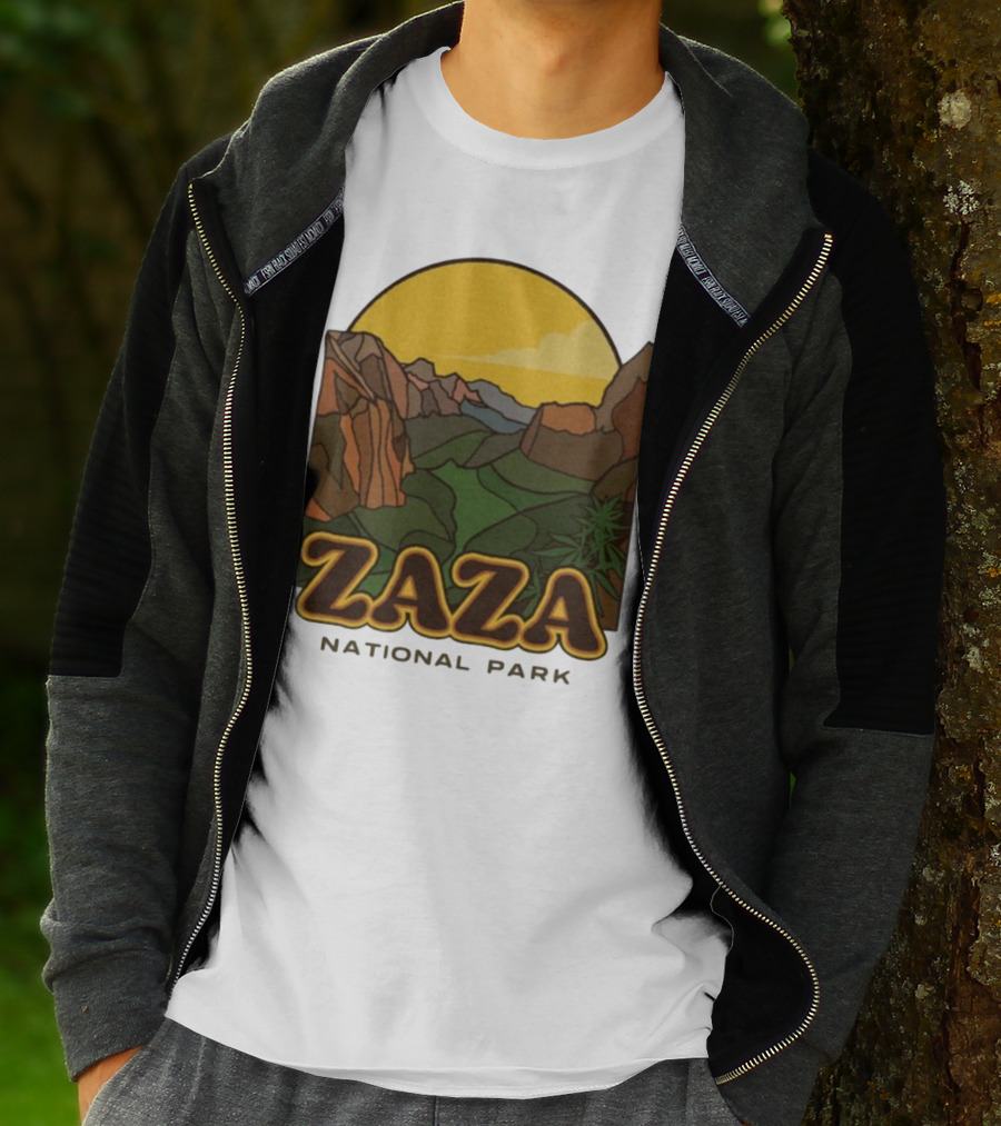 Zaza National Park Vintage Landscape With Mountains And Yellow Sunset T-Shirt
