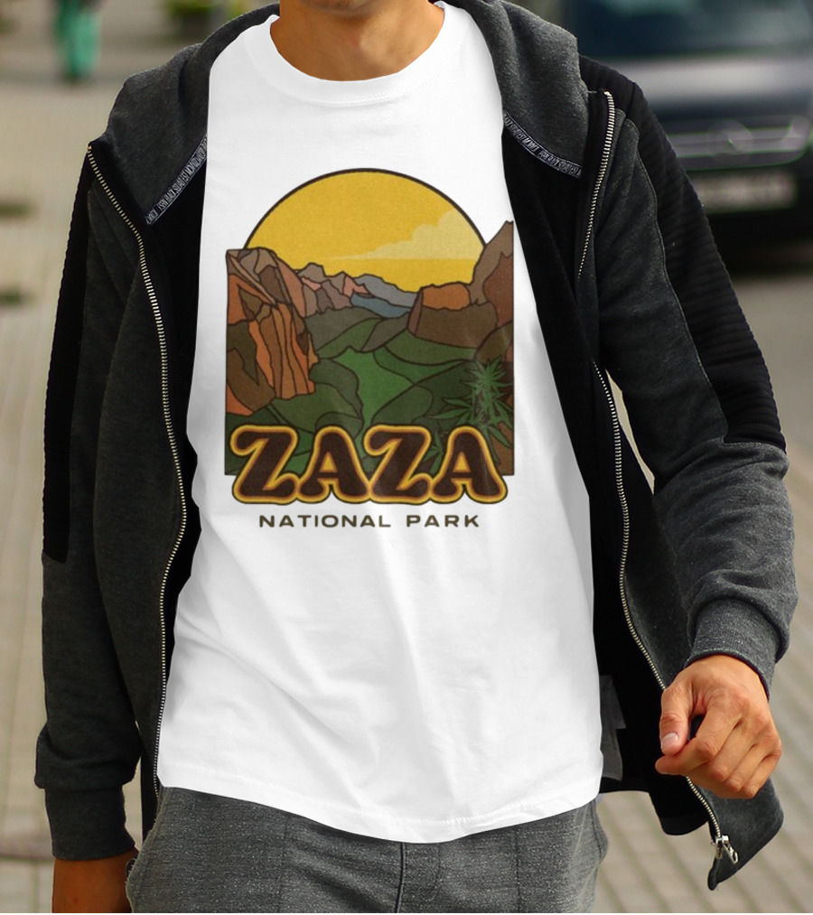 Zaza National Park Vintage Landscape With Mountains And Yellow Sunset T-Shirt
