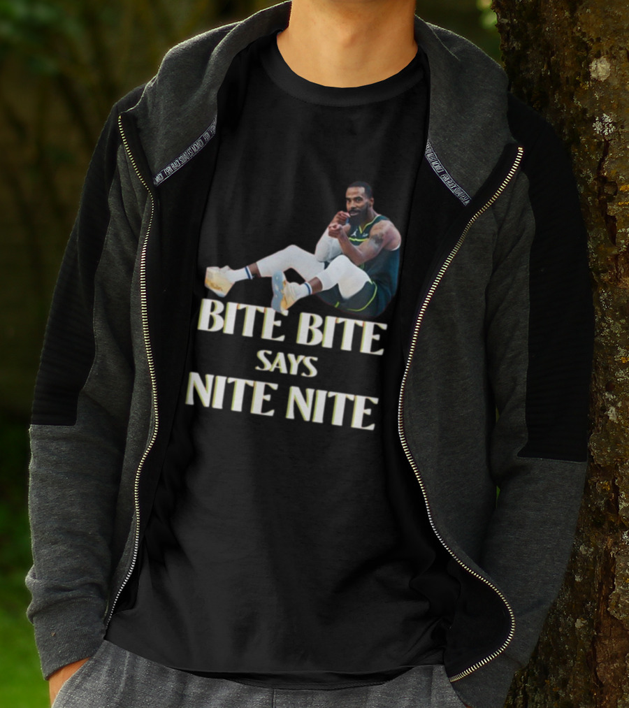 Bite Bite Says Nite Nite Basketball Player Sitting Pose T-Shirt