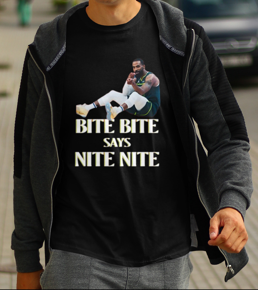 Bite Bite Says Nite Nite Basketball Player Sitting Pose T-Shirt