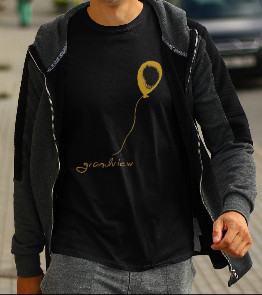 Yellow Balloon Sketch With 'Grandview' Script T-Shirt