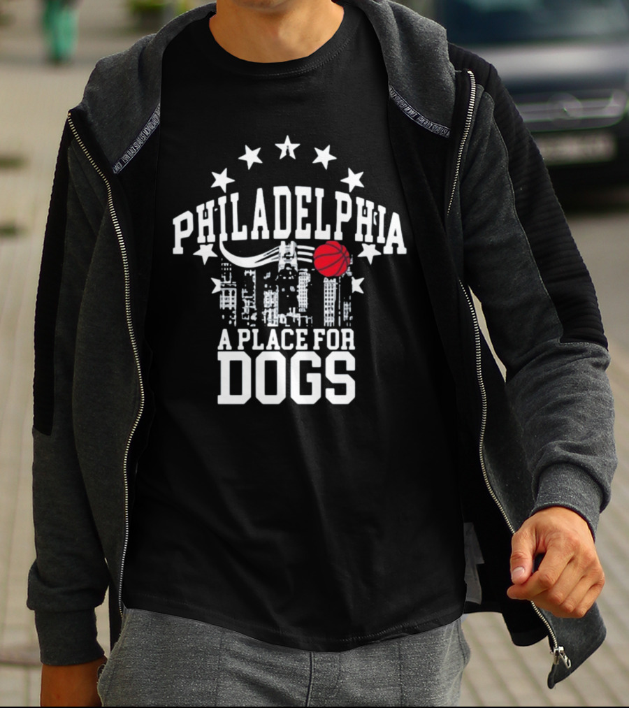 Philadelphia Skyline Basketball Stars A Place For Dogs T-Shirt