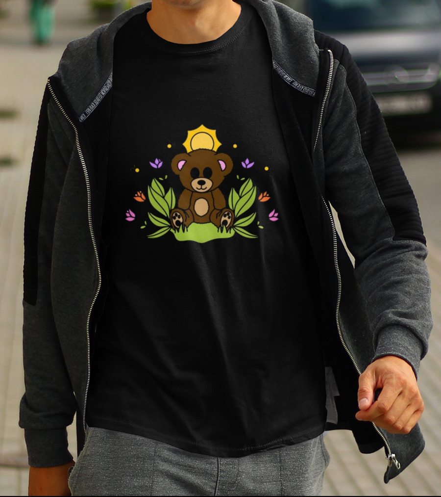 Take It Easy On Yourself Themindfulbutterflyy Bear With Flowers And Sunburst T-Shirt