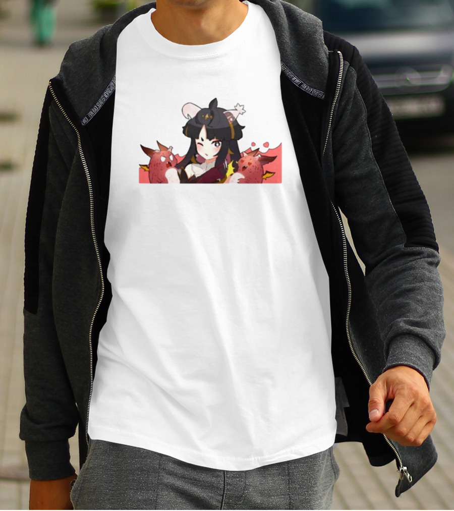 Vreverie Rana Ianna Winking Girl With Red Creatures T-Shirt