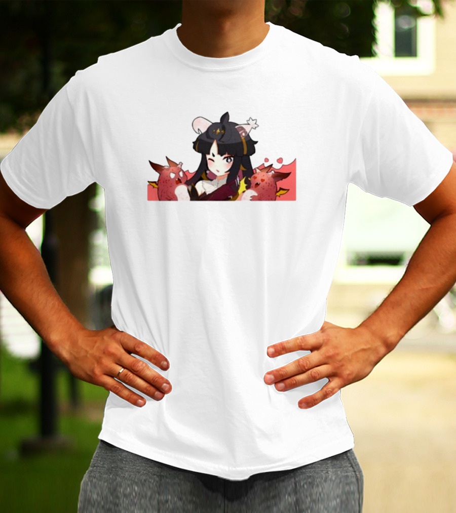 Vreverie Rana Ianna Winking Girl With Red Creatures T-Shirt