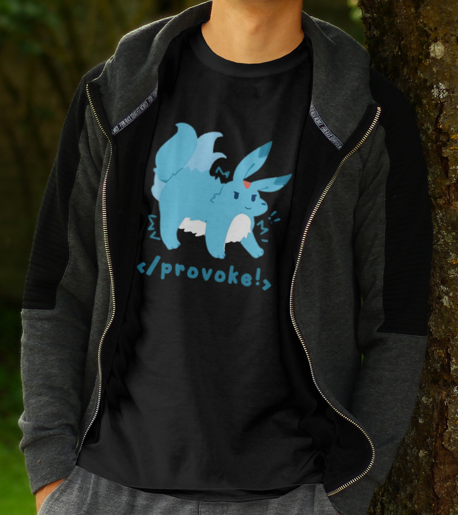 Provoke Pokemon Inspired Blue Character With Coding Element T-Shirt
