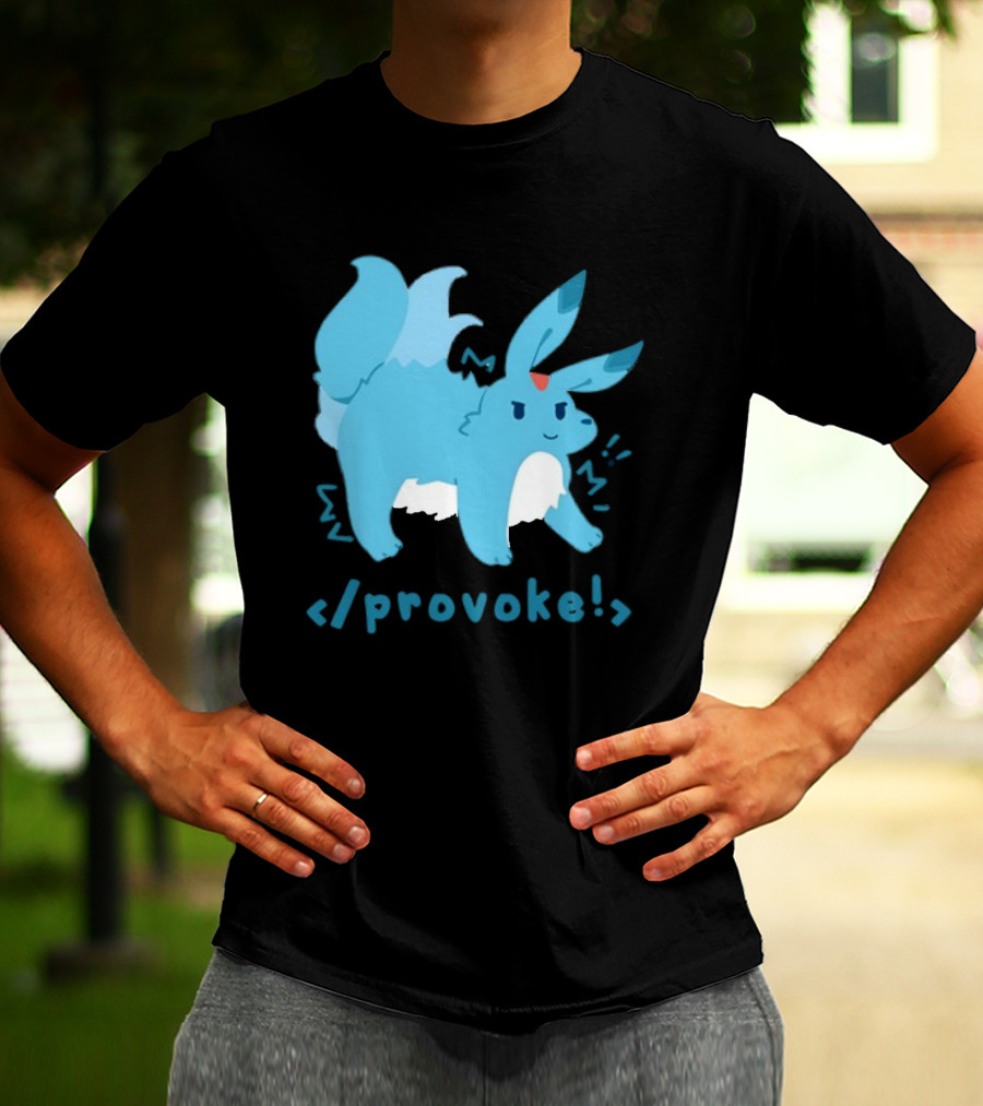 Provoke Pokemon Inspired Blue Character With Coding Element T-Shirt