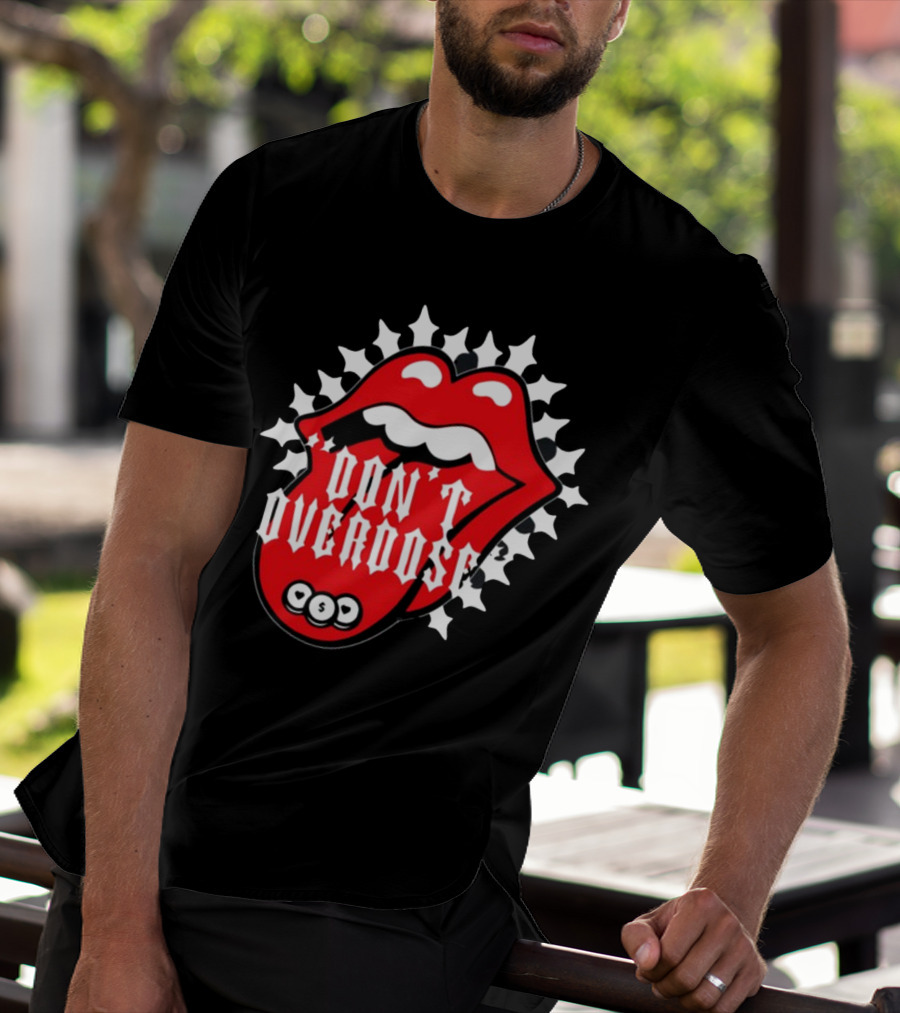 Upperlevel916 Evol Love Is A Drug Don't Overdose Iconic Red Lips T-Shirt
