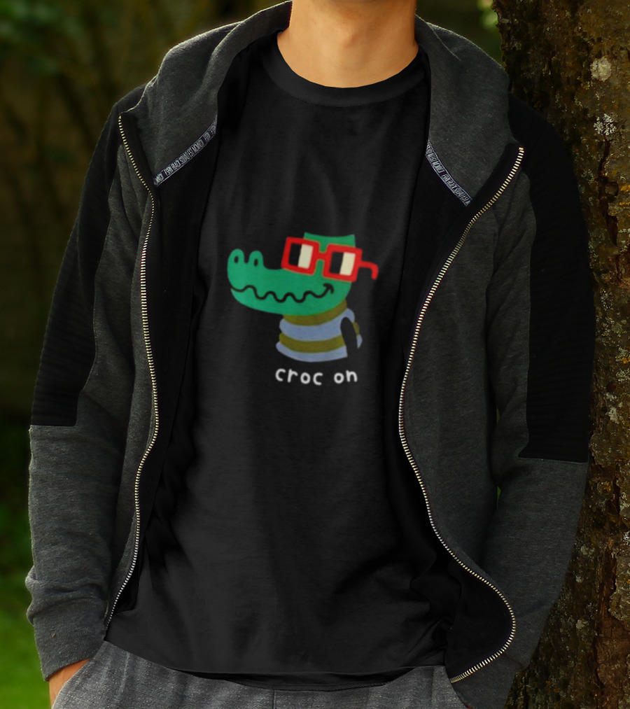 Jarmen43 Croc On Alligator With Red Glasses And Black Hat T-Shirt