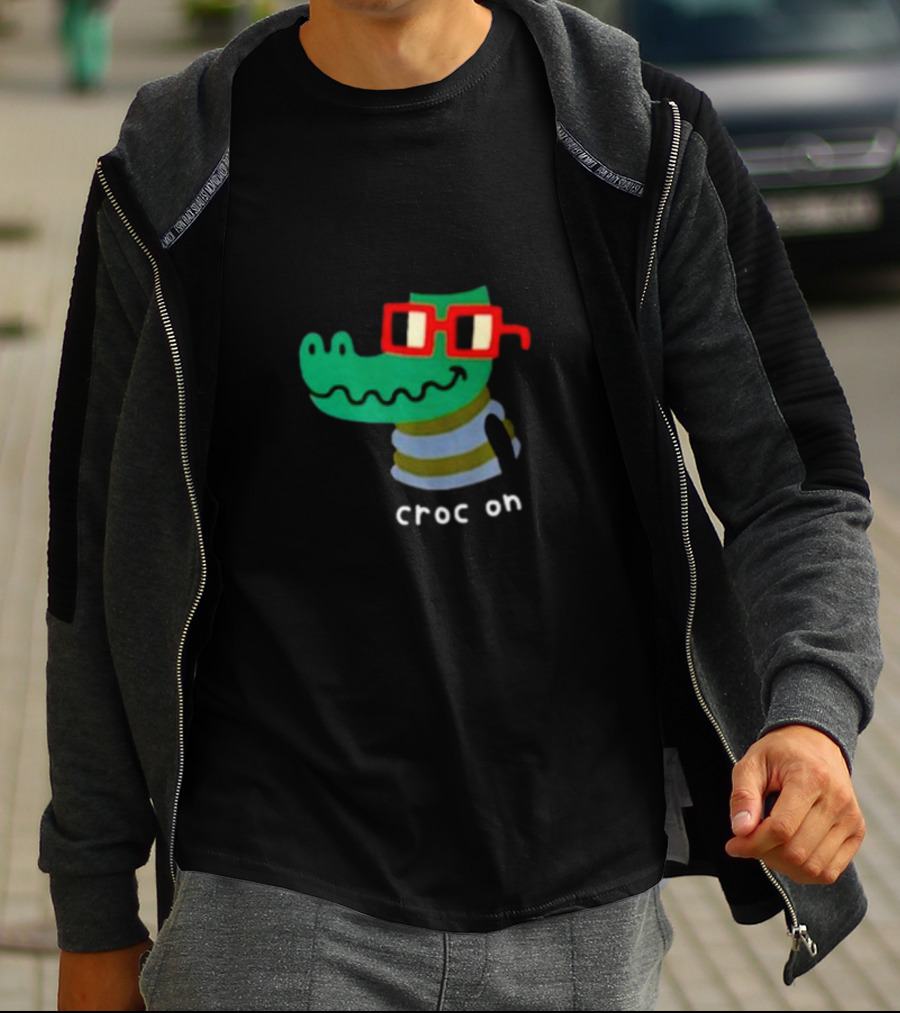 Jarmen43 Croc On Alligator With Red Glasses And Black Hat T-Shirt