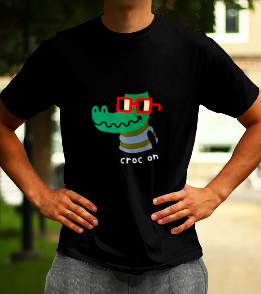 Jarmen43 Croc On Alligator With Red Glasses And Black Hat T-Shirt