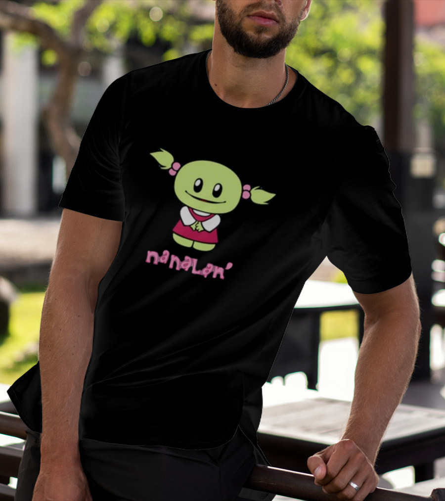 Retrokid YTV Nanalan Mona Cute Green Character With Pigtails And Pink T-Shirt