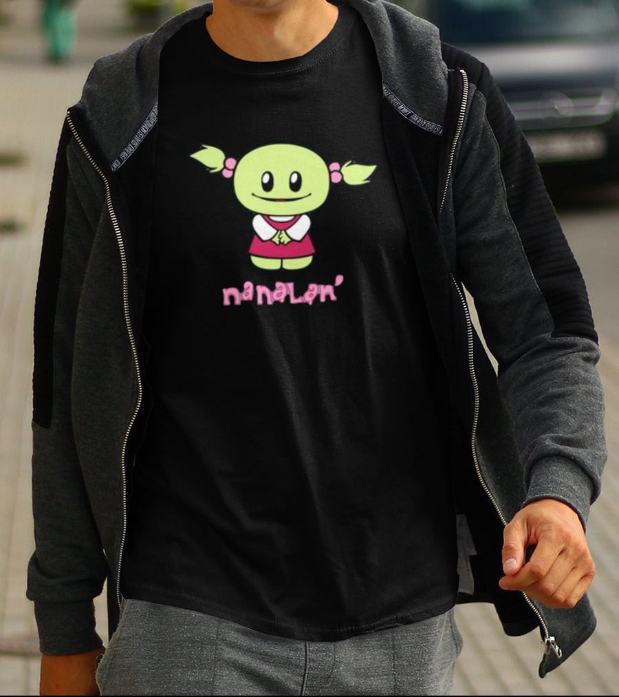 Retrokid YTV Nanalan Mona Cute Green Character With Pigtails And Pink T-Shirt