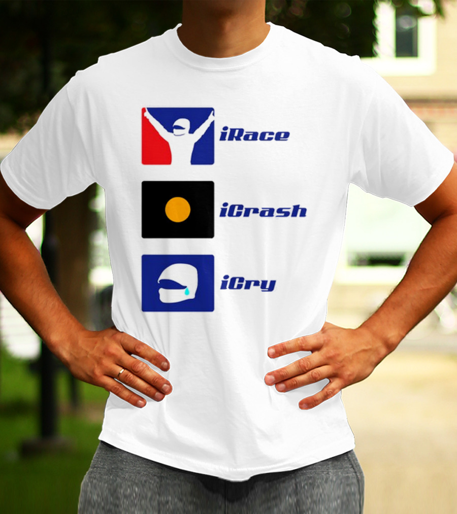 Basic Ollie IRace ICrash ICry Racing Icons And Emojis T-Shirt