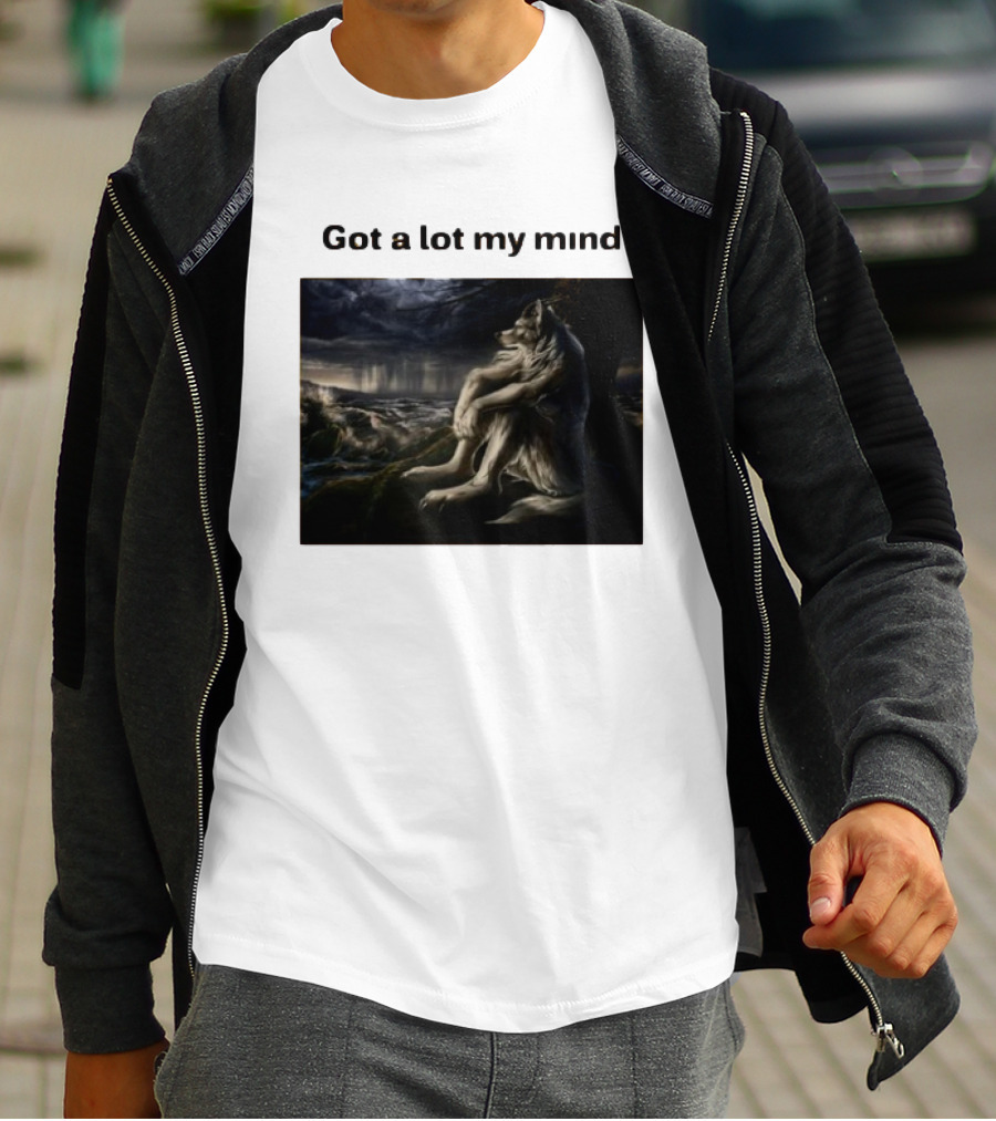 Got A Lot My Mind Wolf On Stormy Night T-Shirt