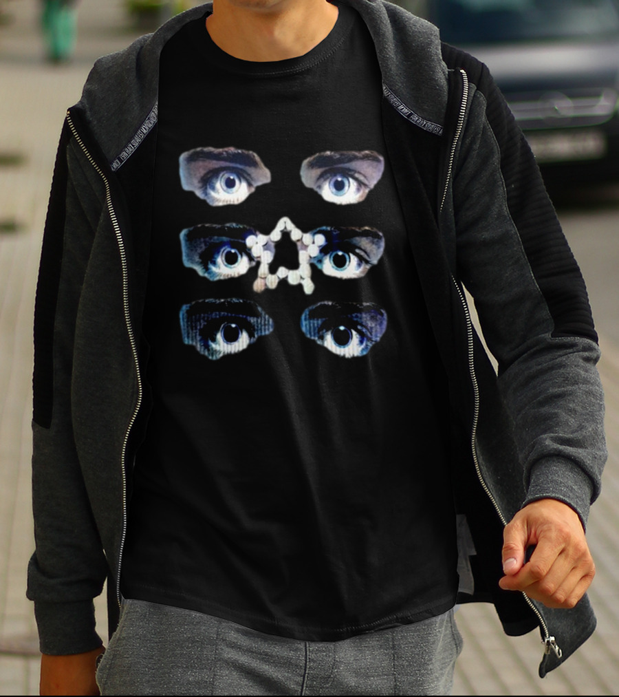 Nawafers Your Eyes On Ecstasy Four Pairs Of Eyes With White Ecstasy Tablets In Star Shape T-Shirt