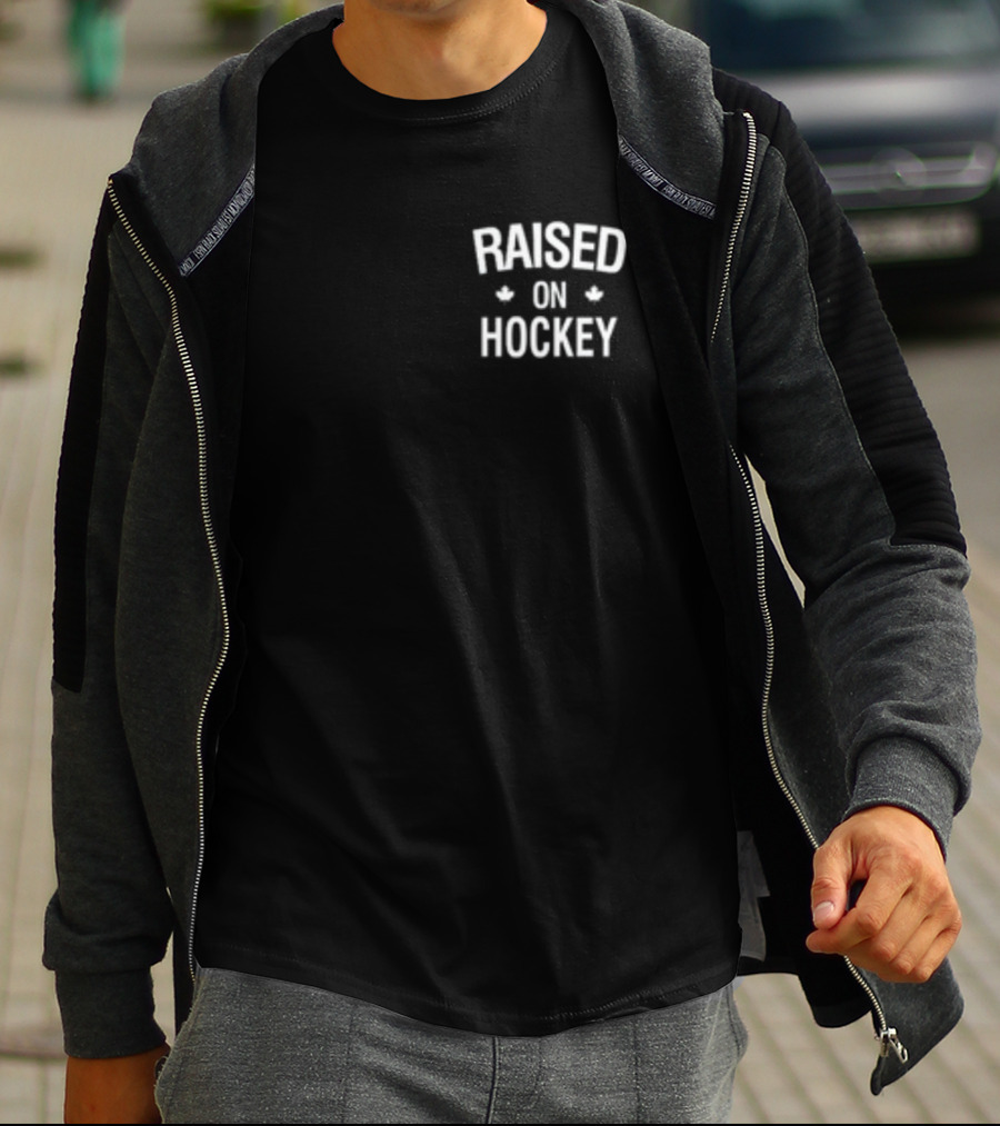 Raised On Hockey With Maple Leaf Icons T-Shirt