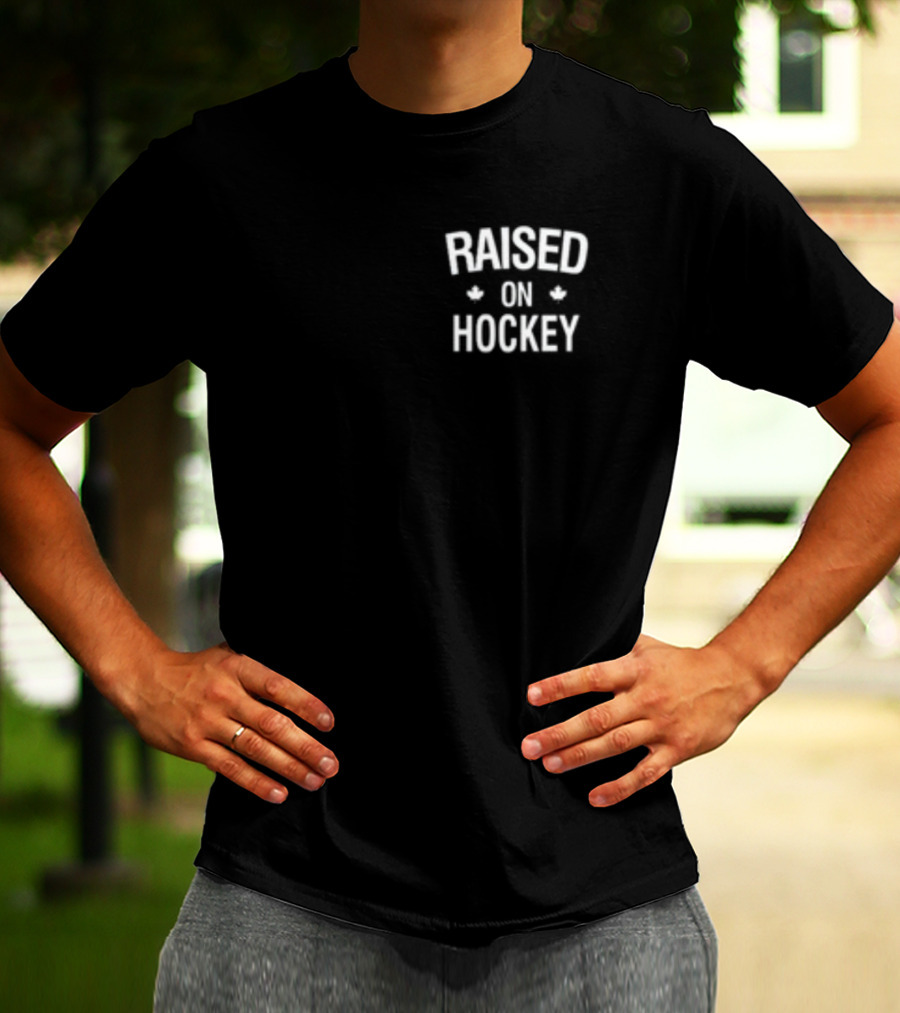 Raised On Hockey With Maple Leaf Icons T-Shirt