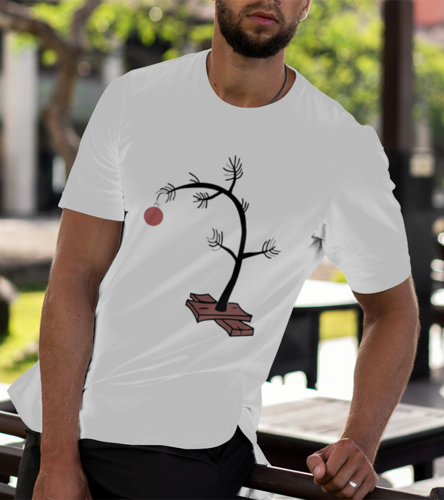 Sad Little Christmas Tree With Single Red T-Shirt