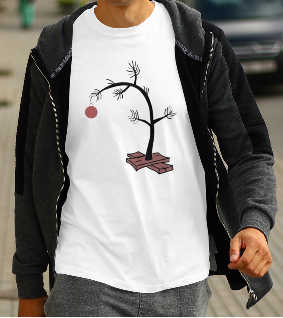 Sad Little Christmas Tree With Single Red T-Shirt