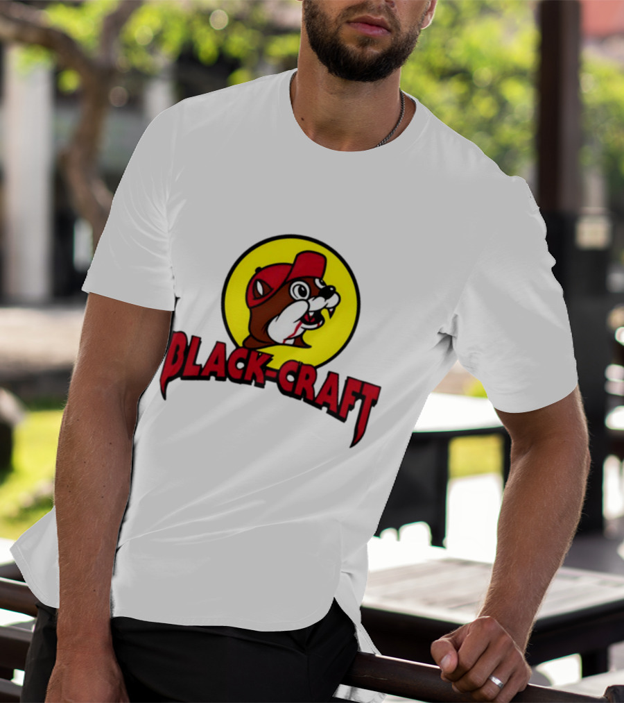 Black Craft Bucees Softstyle V-Neck Texan Mascot T-Shirt