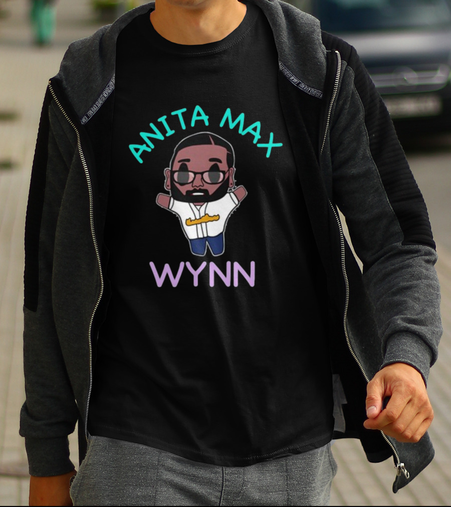 Anita Max Wynn Cartoon Style Character With Sunglasses And Baseball Jersey T-Shirt