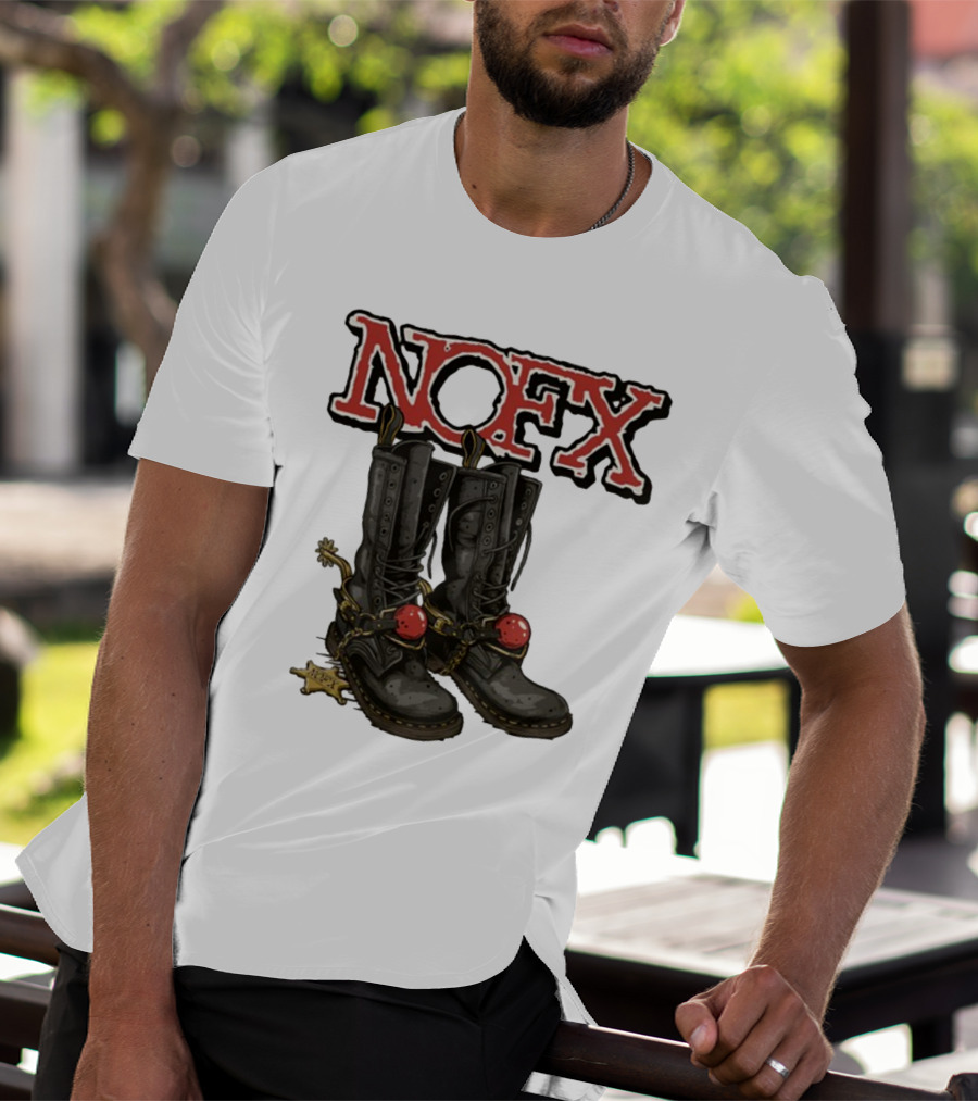 NOFX Punk Boots With Chains And Red Orbs T-Shirt