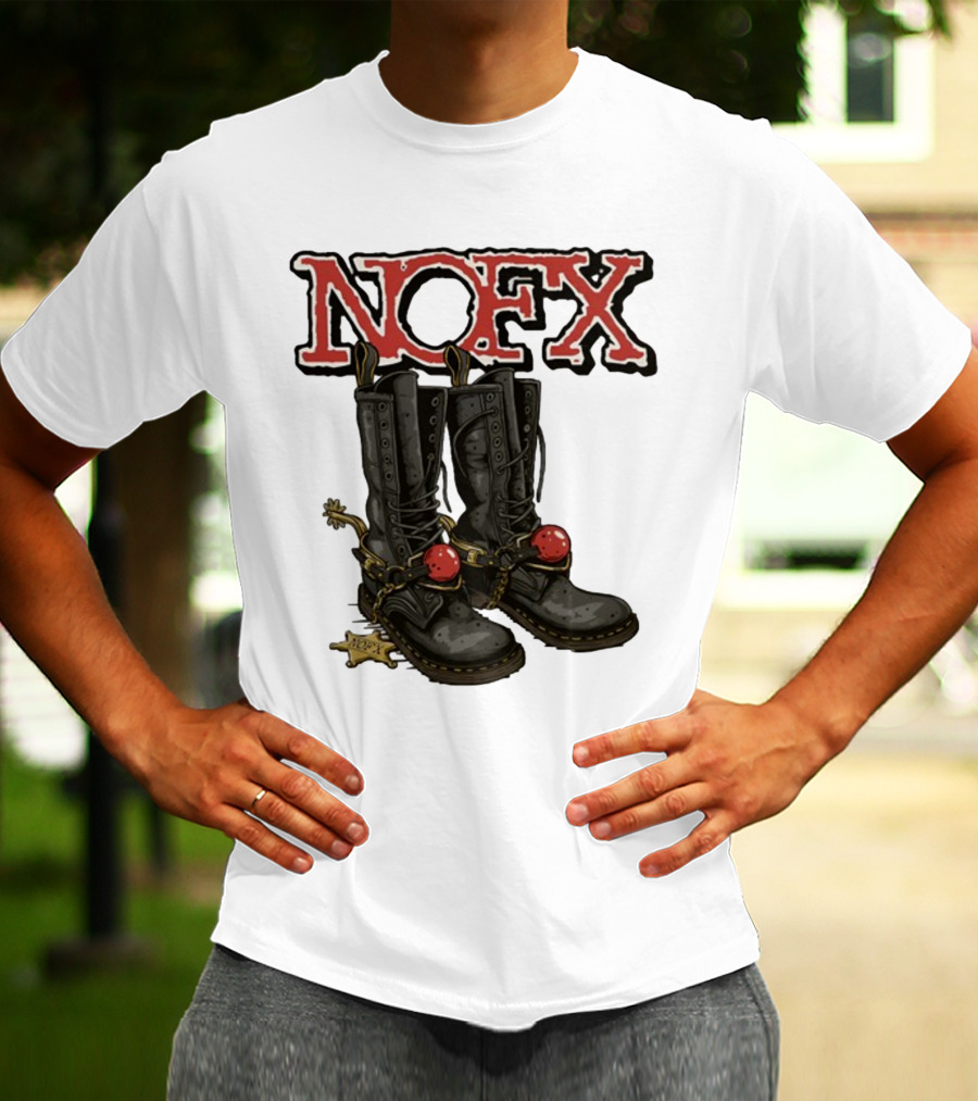 NOFX Punk Boots With Chains And Red Orbs T-Shirt
