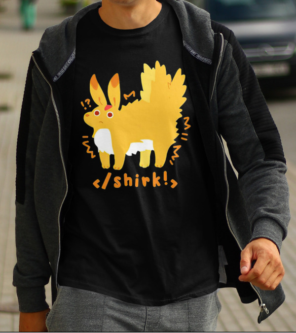 Fenrishion Shirk Pokemon Cartoon Yellow Creature With Coding T-Shirt