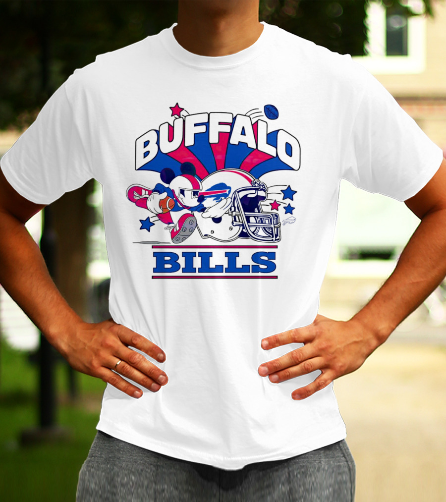 Buffalo Bills Football Mickey Mouse Tackle Starburst T-Shirt