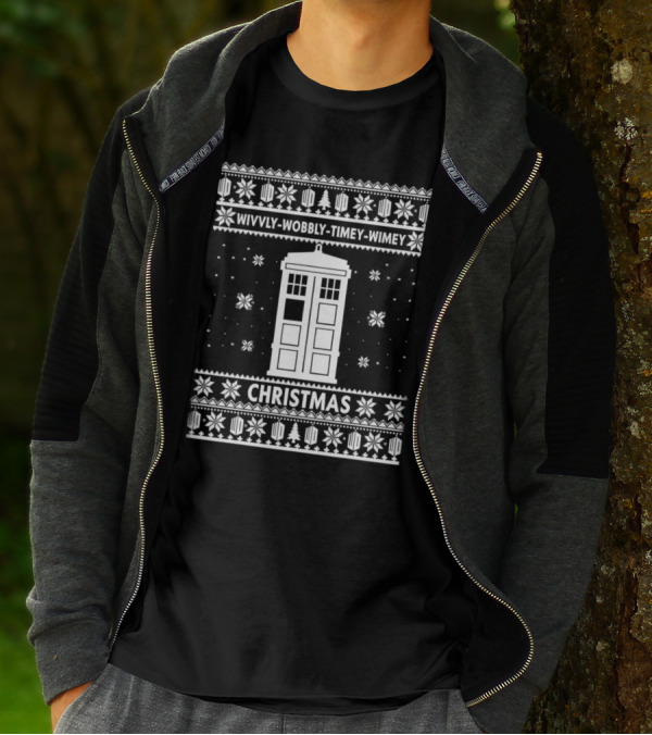 Wibbly Wobbly Timey Wimey TARDIS Christmas T-Shirt