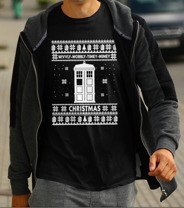 Wibbly Wobbly Timey Wimey TARDIS Christmas T-Shirt